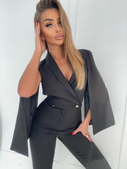 Cape-Sleeve Jumpsuit