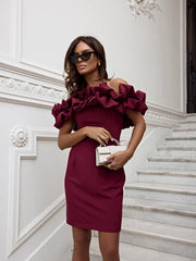 Ruffle Top Off Shoulder Mini Dress