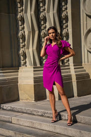 Short Sleeve Ruching Mini Midi Dress