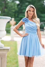 One Shoulder A Line Mini Midi Dress