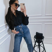 Long Sleeve Blouse Bottom Jeans Jumpsuit