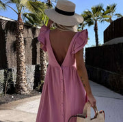 Short Sleeve Linen Maxi Dress