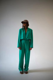 Purpura Cropped Blazer Suit Set