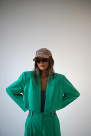 Purpura Cropped Blazer Suit Set