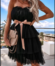 Strapless Tulle Layer Mini Summer Dress