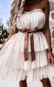 Strapless Tulle Layer Mini Summer Dress