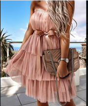 Strapless Tulle Layer Mini Summer Dress