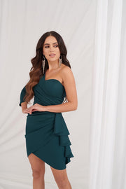 One Shoulder Frill Mini Dress