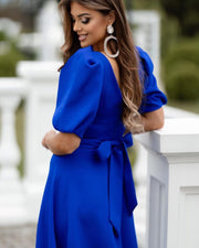 Short Sleeve A Line Midi Dress