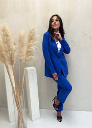 Long Oversize Jacket Fitted Pants Matching Suit Set