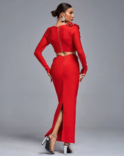 Body Con Flower Bandage Two Piece Set Summer