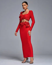 Body Con Flower Bandage Two Piece Set Summer