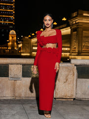 Body Con Flower Bandage Two Piece Set Summer