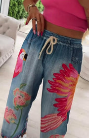 Parrot Summer Flowy Wide Leg Pants