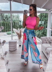 Parrot Summer Flowy Wide Leg Pants