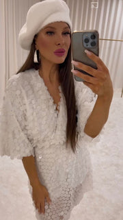 Big Sequin Romper Short Sleeve Mini