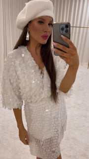 Big Sequin Romper Short Sleeve Mini