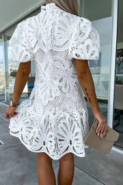 Short Sleeve Lace Cocktail Bridal Shower Mini Midi Dress