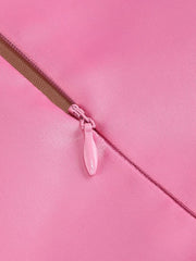 One Shoulder Ruffle Pink Flower Trim Party Cocktail Mini Dress