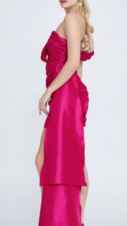 One Shoulder Cocktail Side Train Mini Dress