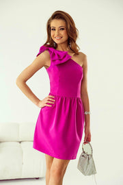 One Shoulder Bow Mini Dress
