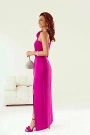 One Shoulder Flower Maxi Dress