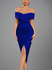 Off The Shoulder Body Con Bandage Midi Dress