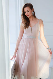 Tulle Midi Circle Dress with Embellished Waist