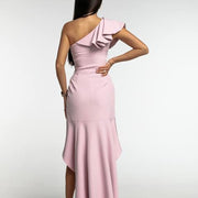 One Shoulder Side Ruffle Mini Midi Maxi Dress
