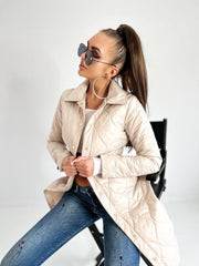 Diamond Pleaded Windbreaker Coat