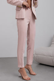 Double Breasted Blazer with Gold Buttons & Cigarette-Leg Pants Suit