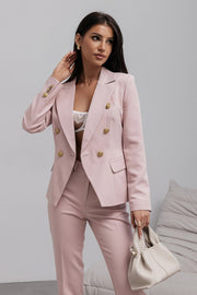 Double Breasted Blazer with Gold Buttons & Cigarette-Leg Pants Suit