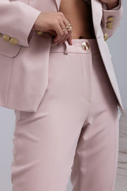 Double Breasted Blazer with Gold Buttons & Cigarette-Leg Pants Suit