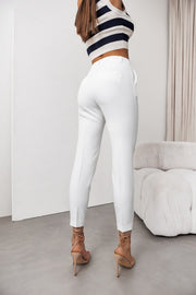 Double Breasted Blazer with Gold Buttons & Cigarette-Leg Pants Suit