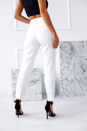 Double Breasted Blazer with Gold Buttons & Cigarette-Leg Pants Suit