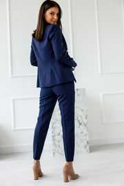 Double Breasted Blazer with Gold Buttons & Cigarette-Leg Pants Suit