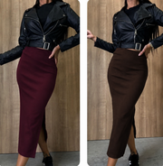 High-Waisted Midi Bodycon Skirt