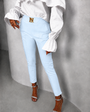 Tailored High-Waist Slim Pants