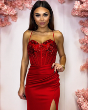 Red Corset Evening Gown