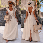 Short Sleeve Linen Maxi Dress