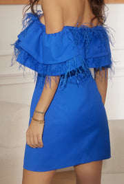 Blue Off The Shoulder Mini Dress
