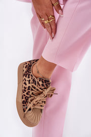 Rhinestone Cheetah Double Tie Sneaker
