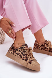 Rhinestone Cheetah Double Tie Sneaker